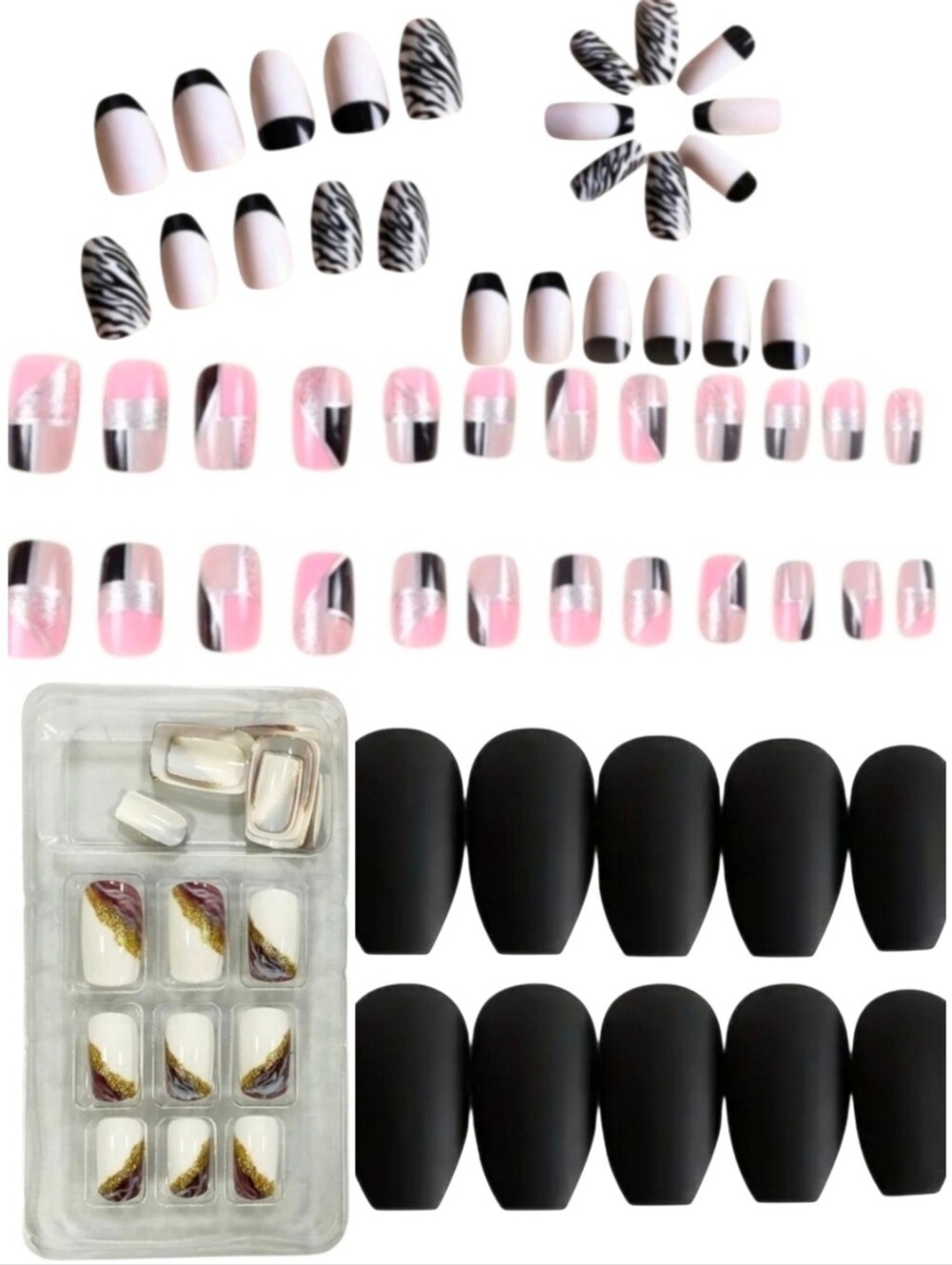4 Boxes Of medium press on nails sets